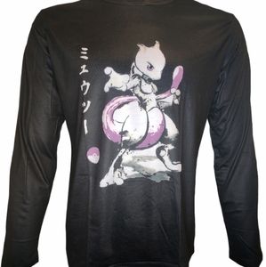 Pokemon Black Long sleeve Shirt Mewtwo Purple Japan letters-New